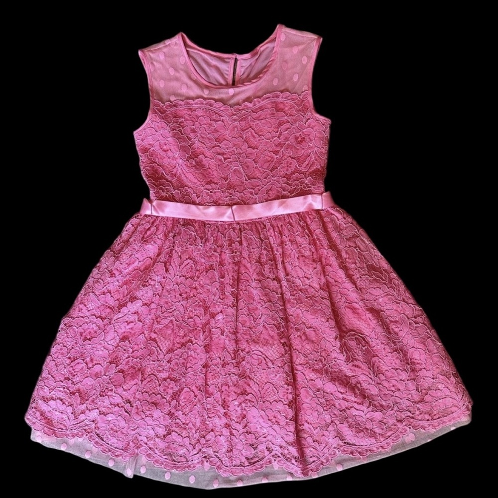 Blush by Us Angels - Pink Lace Dress with Satin Ribbon (Girl size 10)